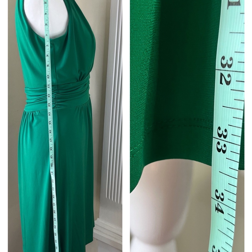 Enfocus Studio green sleeveless dress with fitted ruched waist front pleating - Picture 7 of 16